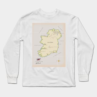 Illustrated Map of Ireland Long Sleeve T-Shirt